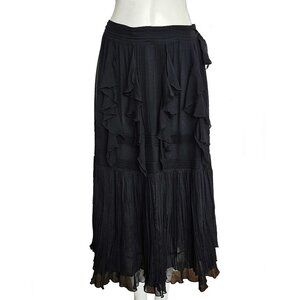 DRIES VAN NOTEN BLACK RUFFLE LONG SKIRT (42)
